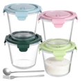 thumbnail image 1 of 4 Pcs Glass Meal Prep Containers, Leak-proof Storage Containers with Airtight Lids, Heat-resistant Round Glass Soup Bowls for Leftover, Fruit, Microwave & Freezer Safe, 1 of 5