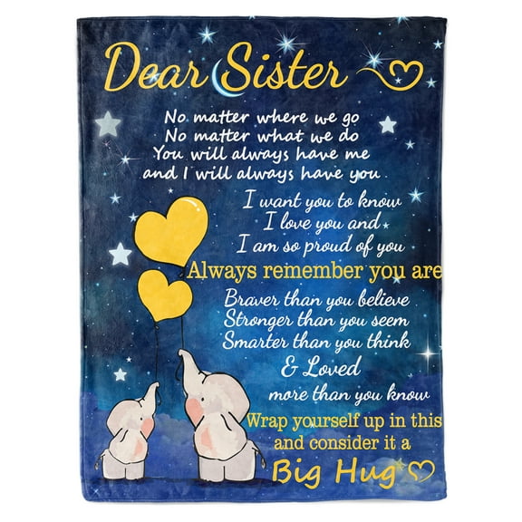 HiiKaa Sister Blanket for Birthday Gifts,Sisters Gifts from Sister,Big Sister Gifts for Girls,Christmas Mothers Day Birthday Gifts for Sister,Sister Blanket 50"X60",Blue