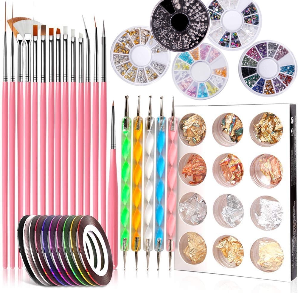 Wofair Nail Art Kit Nail Design Kit with 15 Brushes 5 Dotting Pen 10
