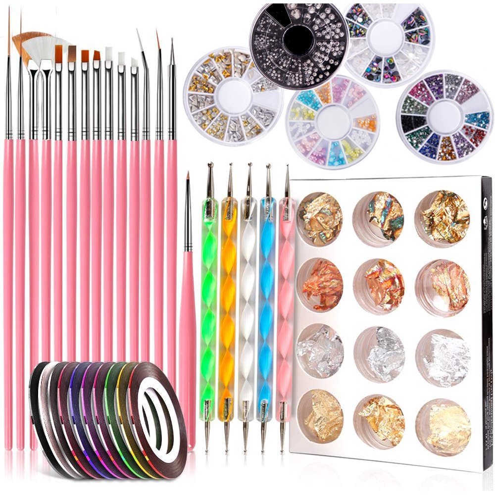 Wofair Nail Art Kit Nail Design Kit with 15 Brushes 5 Dotting Pen 10