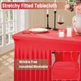 thumbnail image 3 of XmhyTop 8ft Spandex Table Cloth for Standard Folding Tables-3Pack Red Table Cloth Table Protector for Party, Wedding, Cocktail, Banquet, Festival, 3 of 4