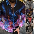 thumbnail image 3 of Men Print Button Down Muscle Fitness Shirts Baroque Long Sleeve Party T Dress Up, 3 of 11