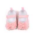 thumbnail image 2 of Baby Girls Mary Jane Flat Shoes with Lace Bowknot Soft Sole Walking Shoes Breathable Canvas Shoes Pink 4 Infant, 2 of 6