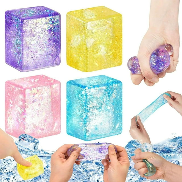 Squish Toy For Kids And Adults Glitter Stress Slow Rising In As Shown Silica Gel Material Sensory Fidget Anxiety Relief Decompression Play Cube