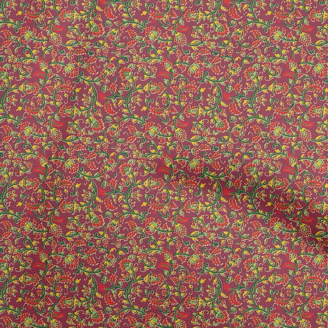 oneOone Polyester Spandex Dark Magenta Fabric Floral Sewing Craft Projects Fabric Prints By Yard 56 Inch Wide