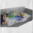 thumbnail image 6 of Geometry Soft Flannel Fleece Throw Blanket, Rainbow Colored Triangles Circles Watercolor Effect with Starburst Stripes, Cozy Plush for Indoor and Outdoor Use, 50" x 60", Multicolor, by Ambesonne, 6 of 6