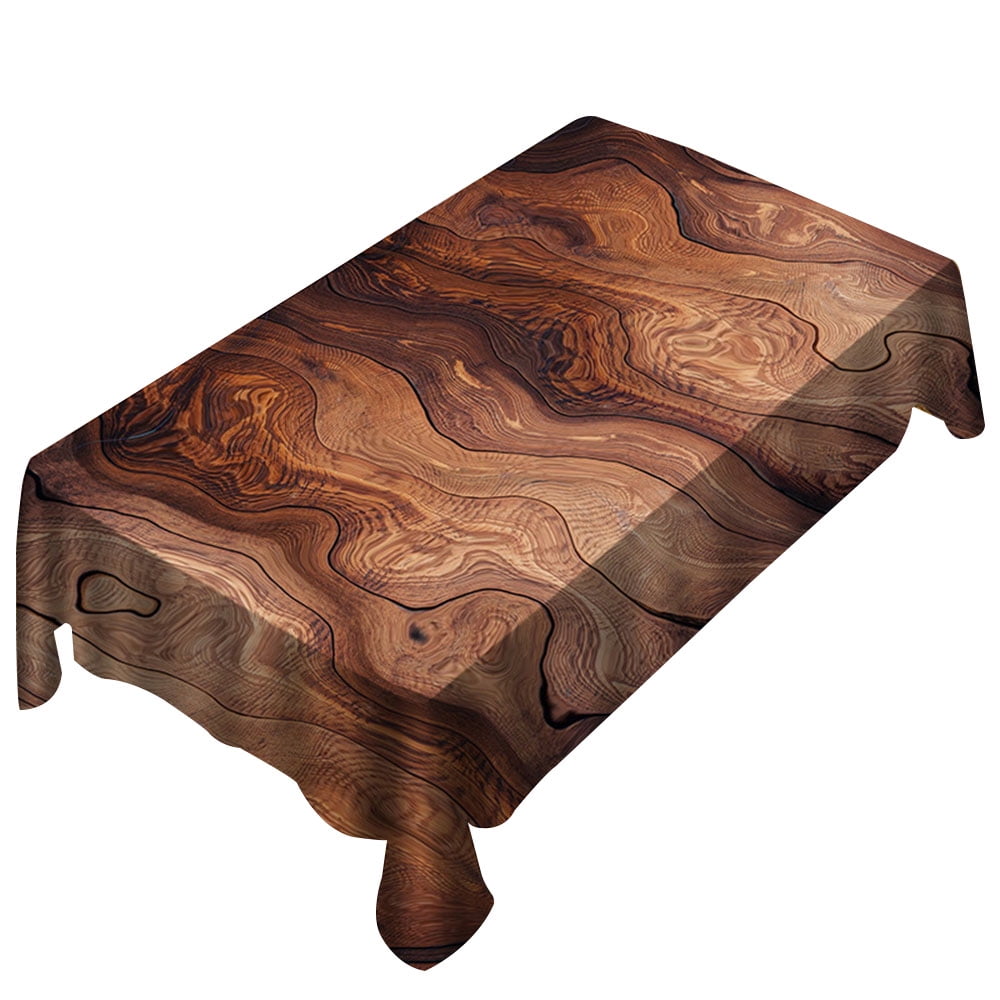 Retro Bionic Wood Grain Polyester Tablecloth Rectangular Table Cover