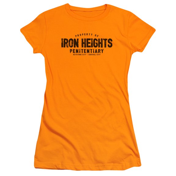 JLA Justice League Iron HeightS/S S Junior Women's T-Shirt Sheer Orange
