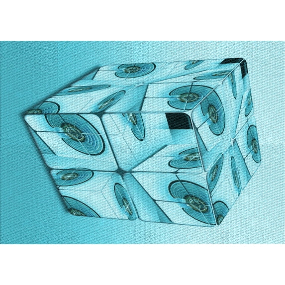 Ahgly Company Indoor Rectangle Patterned Dark Turquoise Green Area Rugs, 8' x 12'