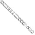 thumbnail image 1 of 14k White Gold 7 Inch 6mm Figaro Bracelet Chain Flat, 1 of 5