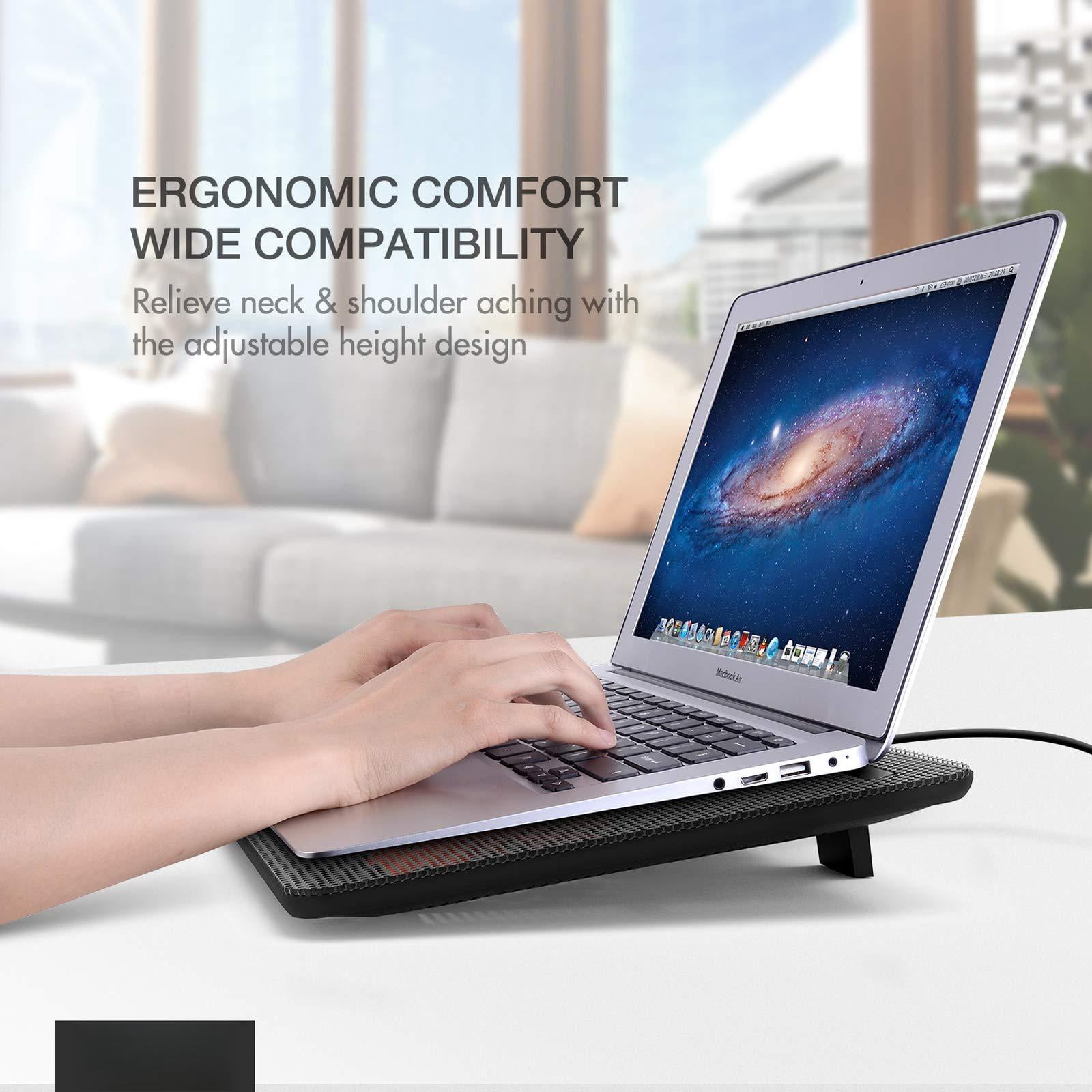 Hv-f2056 15.6-17 Inch Laptop Cooler Pad - Slim Portable Usb (3 Fans) (black+red)