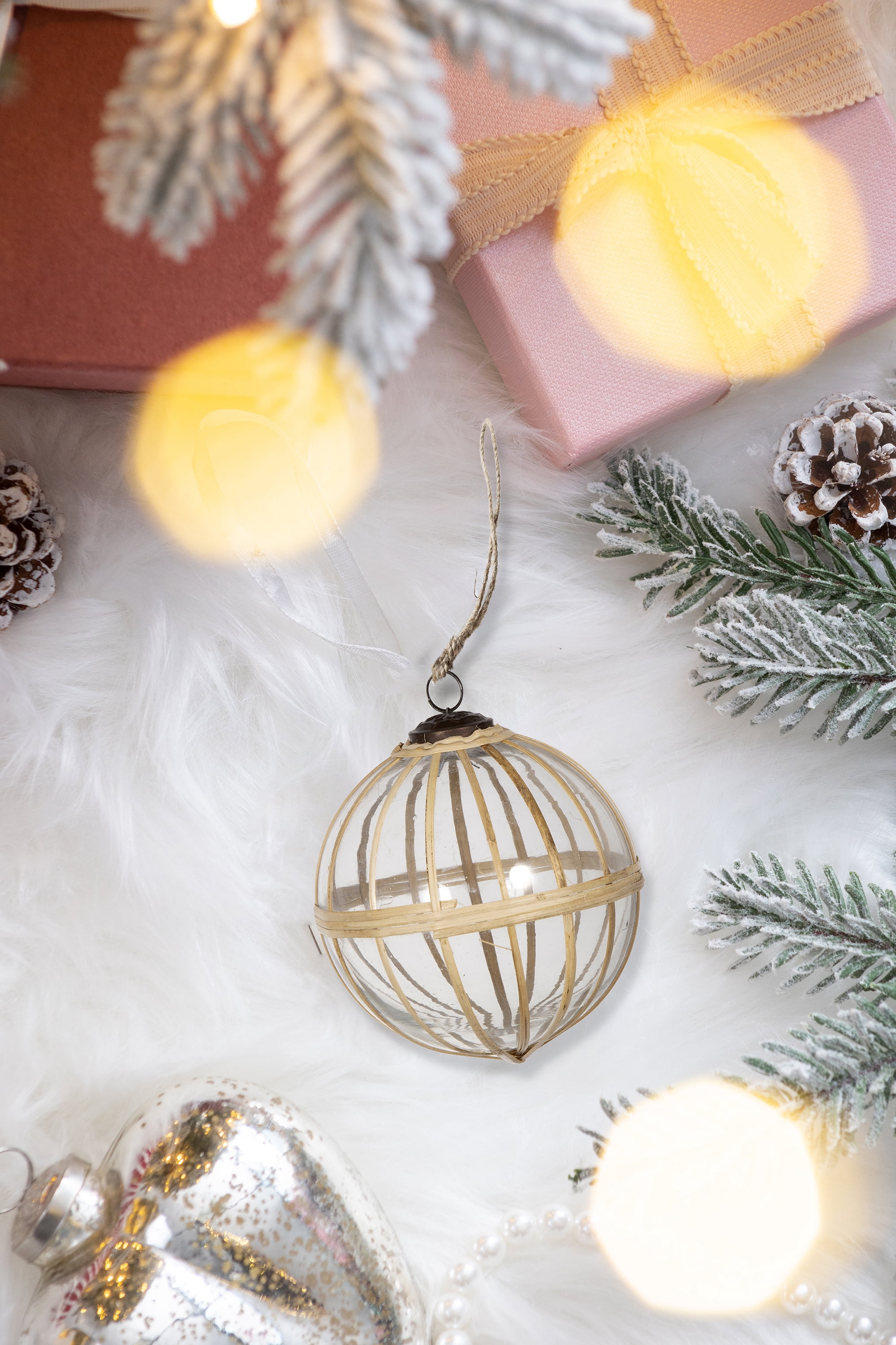 Large Glass Christmas Ball Ornament 5.4 Inch Shimmering Tree Garland Wedding Backdrop Decor