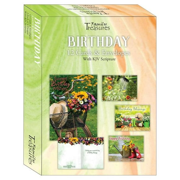 Family Treasures Wholesale 256559 Boxed - Card Birthday-Garden Blooms - Box of 12