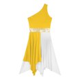 thumbnail image 4 of iiniim Women's Sleeveless Liturgical Praise Dance Color Block Irregular Hem Lyrical Worship Dress Dancewear Yellow XXL, 4 of 7