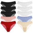 thumbnail image 1 of TrowBridge-Conjunto de bragas de 10 piezas para mujer, ropa interior femenina de encaje dulce, lencería Sexy ahuecada, calzoncillos de satén de seda suave, calzoncillos acogedores, 1 of 4