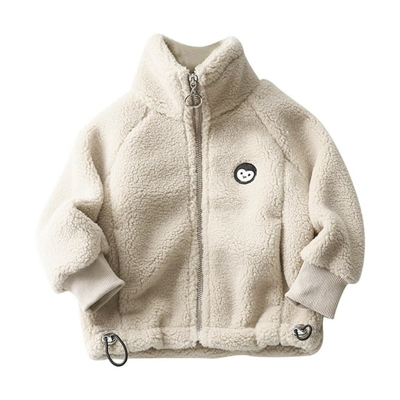 Diufon Toddler Boy Girl Fleece Coat Stand Collar Zip-up Jacket Cardigan Fall Winter Thickened Warm Plush Outerwear