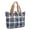 Blue and White Checkered Pattern, variant on Purple and Black Checkered Pattern Large Tote Bag for Women, Polyester Roomy Shoulder Bag with Pockets and Zipper, Foldable Gifts Ideas for Work School Gym