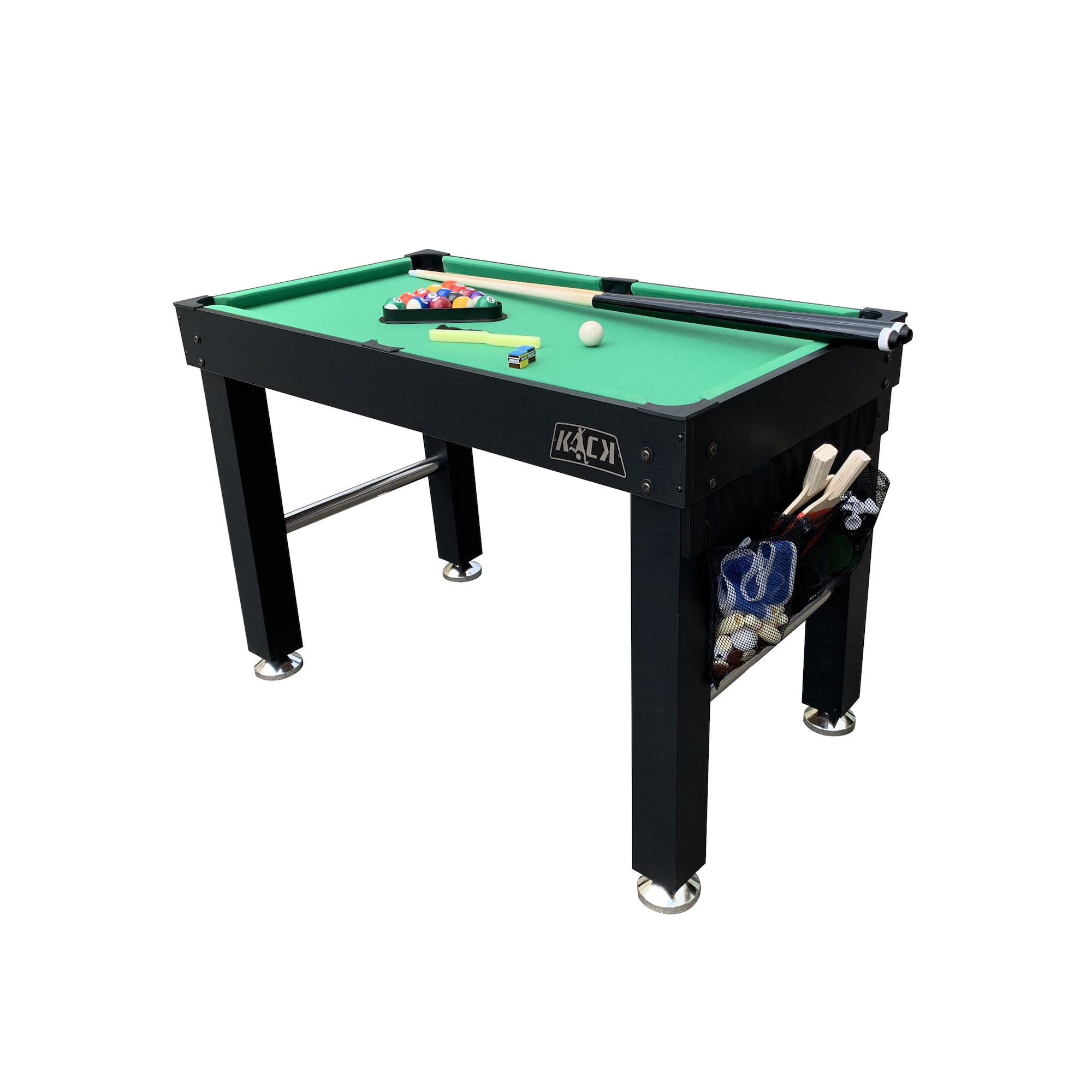 KICK Defender 48″ 10-in-1 Multi-Game Table (Black) - Combo Game Table Set - Foosball, Billiards, Glide Hockey, Ice Hockey, Table Tennis, Chess, Backgammon, Draughts, Bowling, Shuffleboard for Family