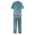 thumbnail image 3 of YDKZYMD Scrubs for Women Set Plus Size Tall Petite Plus Size Top and Pant Tie Dye V Neck with Pockets Nursing Uniform 2 Piece Medical Short Sleeve Jogger Scrub Set Cyan M, 3 of 6