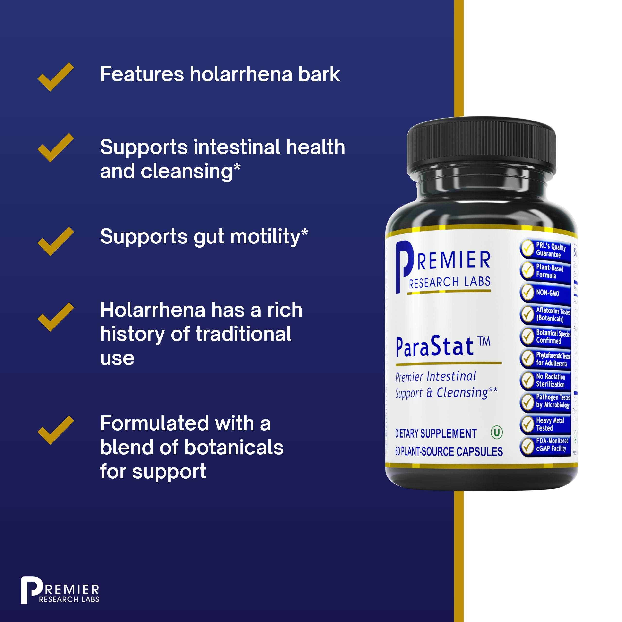 Premier Research Labs ParaStat - Intestinal Support & Cleansing - Cleanser Detox for Digestive Health - With Burdock Root, Turmeric & Olive Leaves - 60 Plant-Source Capsules
