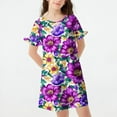 thumbnail image 2 of Pounoo New Kids Dresses Girls 3-12 Years Children'S Fashion Printed Dreamy Short Sleeved Round Neck Dress Girls Dresses 7-8, 2 of 5