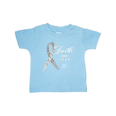 

Inktastic Faith Over Fear Blindness Awareness with Ribbon Gift Baby Boy or Baby Girl T-Shirt