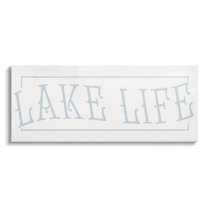 Lake Life Woodsy Cabin Sign Typography Graphic Art Gallery Wrapped Canvas Print Wall Art