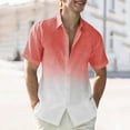 thumbnail image 2 of Mens Gradient Linen Shirts Casual Button Down Short Sleeve Beach Summer Shirts, 2 of 6