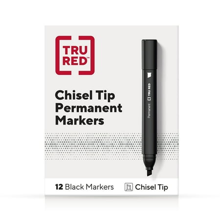 UPC: 0718103316200 | TRU RED Tank Permanent Markers Chisel Tip Blk Dozen TR54532
