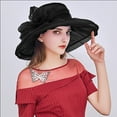 thumbnail image 3 of Women's Organza Flower Brim Derby Hat Church Dress Hat Bridal Shower Sun Hat, 3 of 5