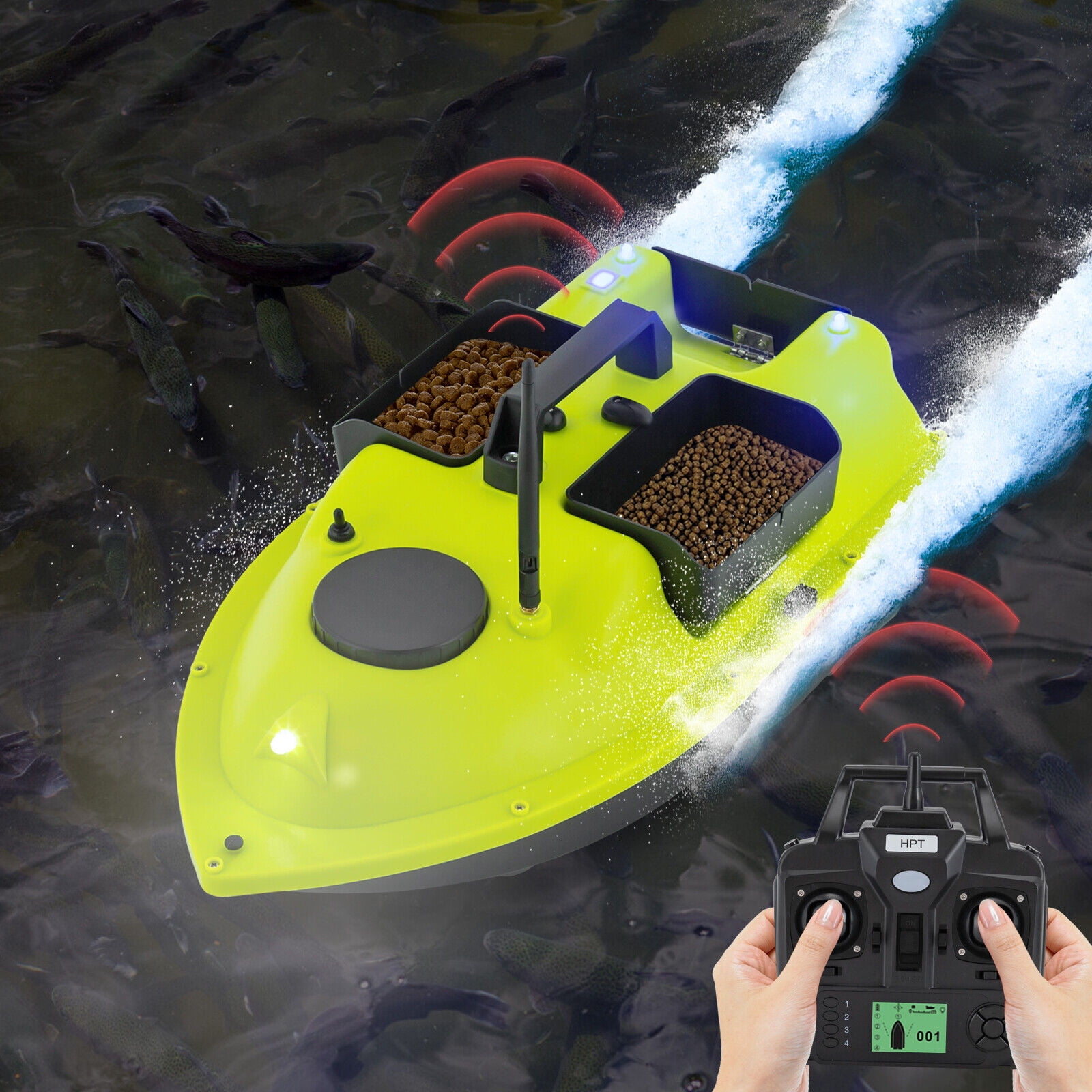 Miumaeov RC Fishing Boat Surf Fishing Battery Powered Fishing Bait Boat+Remote Control