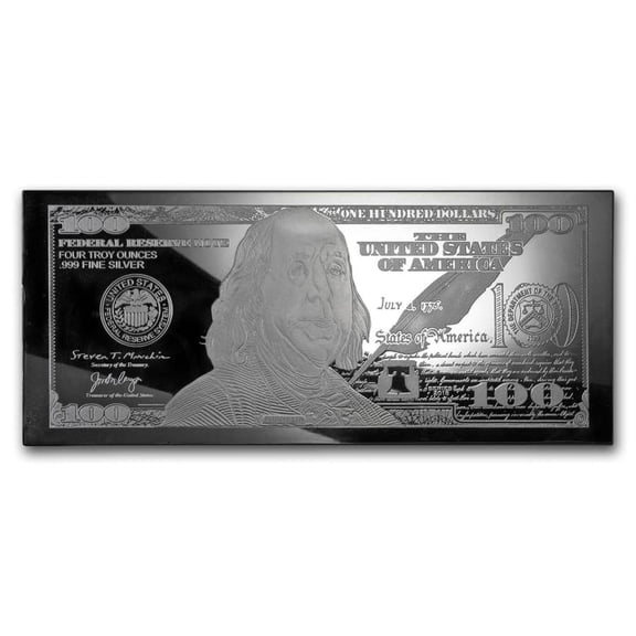 4 oz Silver Bar - Random Year $100 Bill (No Box or COA)