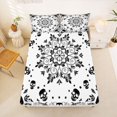 thumbnail image 5 of Homewish Spooky Halloween Skull Bed Sheets,Bohemian Mandala Full Size Sheets,White Black,4 Pieces,1 Flat Sheet, 1 Fitted Sheet and 2 Pillowcases, 5 of 6