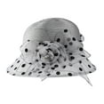 thumbnail image 2 of Women Round Dome Sun Hat,Flower Decor Tea Party Hats,Bridal Wedding Lady Hat, 2 of 8