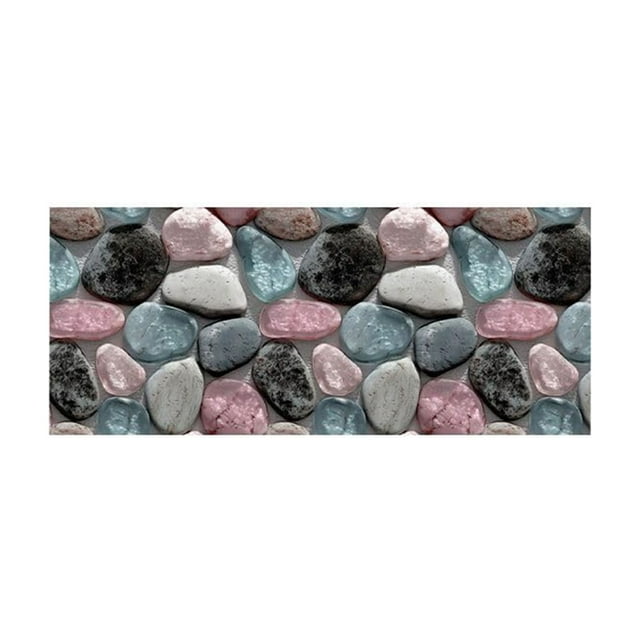 Corridor Stone Patterned Carpet with 3D Pebble Design Washable Floor Mat for Entrance Bathroom Bedroom and Kitchen