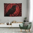 thumbnail image 2 of ONETECH Viking Tapestry, Norse Viking Raven Crow Meditation Runes Wall Ancient Art Red Tapestry Wall Hanging, Viking Greek Mythology Aesthetic Gothic Tapestry for Bedroom Living Room Dorm Poster,, 2 of 7
