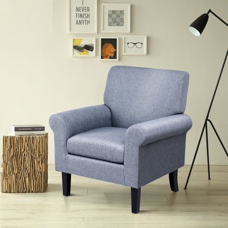 Gymax Fabirc Club Chair Accent Arm Chair Upholstered ...