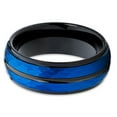 thumbnail image 2 of Silly Kings Jewelry Blue and Black Tungsten Ring Tungsten Carbide Ring Hammered Tungsten Ring Brushed Finish 8mm (10), 2 of 3