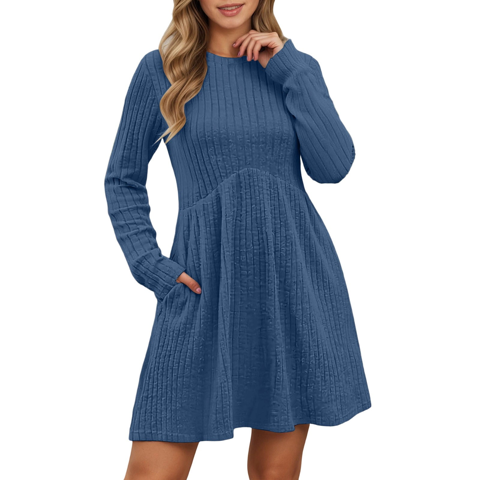 Krdevn Bohemian Irregular Knit Solid Dress Flare Skirt Design Women's Sweater Dress,Size:XL Krdevn Bohemian Irregular Knit Solid Dress Flare Skirt Design Women's Sweater Dress,Size:XL