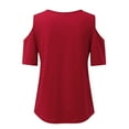 thumbnail image 1 of Vedolay Women Shirt Short Sleeve Tops V Neck Short Sleeve Shirts Cute Summer Casual Loose Fit Blouses,Red XL, 1 of 5