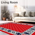 thumbnail image 2 of ODIKA 4'x6' Machine Washable Non-Slip Area Rug, Nautical Flounder Medallion with Anchor Accents Design High Traffic Rug with Pad, Red, 705795, 2 of 8