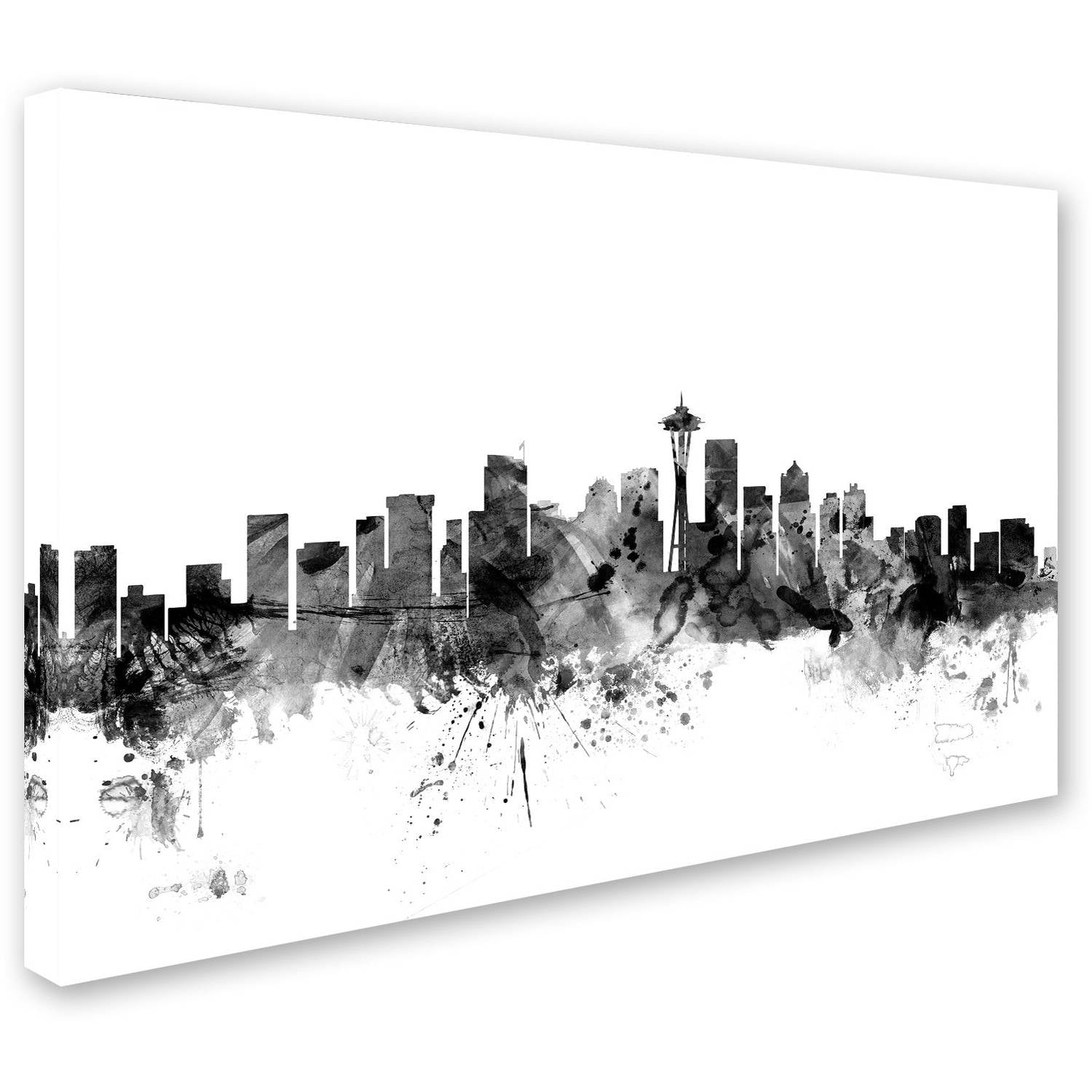 Trademark Fine Art "Seattle Washington Skyline B&W" Canvas Art by Michael Tompsett