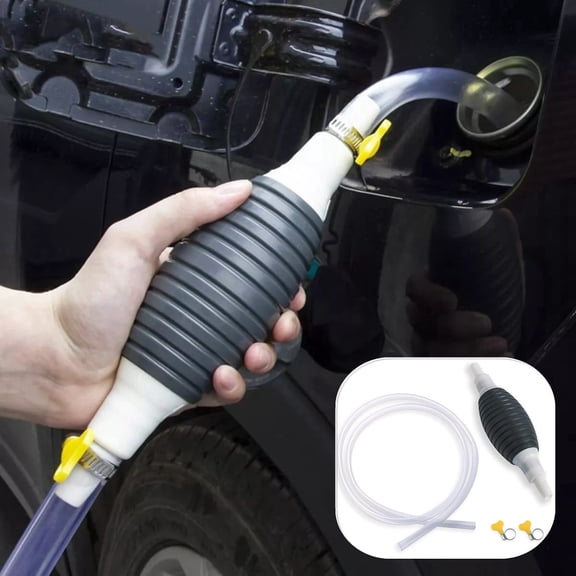 Manual Fuel Transfer Siphon Hand Pump Hose Kit High Flow Liquid Transfer Pump For Gasoline Diesel Water Oil Fuel Tank Transfer with 1M PVC Hose Portable Fluid Extraction Pump