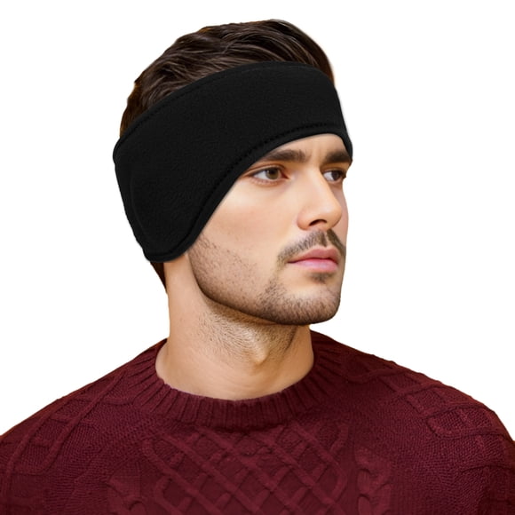 GOGO Mens Double Layer Micro-Fleece Ear Muffs Warm Headbands, Black