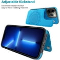 thumbnail image 4 of Compatible for iPhone iPhone X/Xs Wallet Case with Card Holder, Mandala Embossed Faux Leather Kickstand Card Slots Case, Handmade Shockproof Protective Slim Soft Flip Phone Case, Blue, 4 of 9