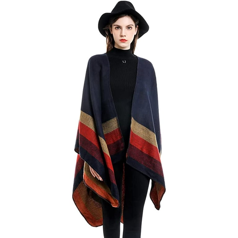 Poncho Donna Reversible Zetieny - Cardigan Lavorato A Maglia, Frontale Aperto, Caldo E Elegante - Foto 2