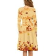 thumbnail image 4 of FKELYI Music Thanksgiving Women Dresses Size 2XL Elastic Fall Maple Leaf Women's Wear to Work Dresses Midi Durable Women Long Sleeve Dress to Look Thin, 4 of 4