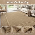 thumbnail image 2 of SIXHOME Outdoor Rugs 8'x10' Patio Rug Modern Bordered Indoor Outdoor Rugs Polypropylene Washable Non Shedding, Easy Clean, Waterproof, Durable Outdoor Carpet for Porch Balcony Deck Neutral Brown, 2 of 8