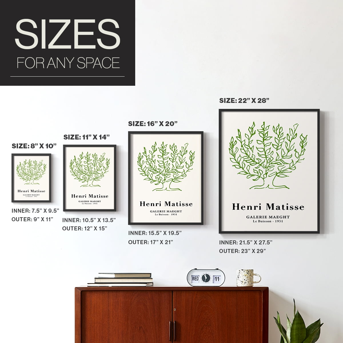 Matisse CXV Framed Print in Black Solid Wood 16 x 20 Framed Print