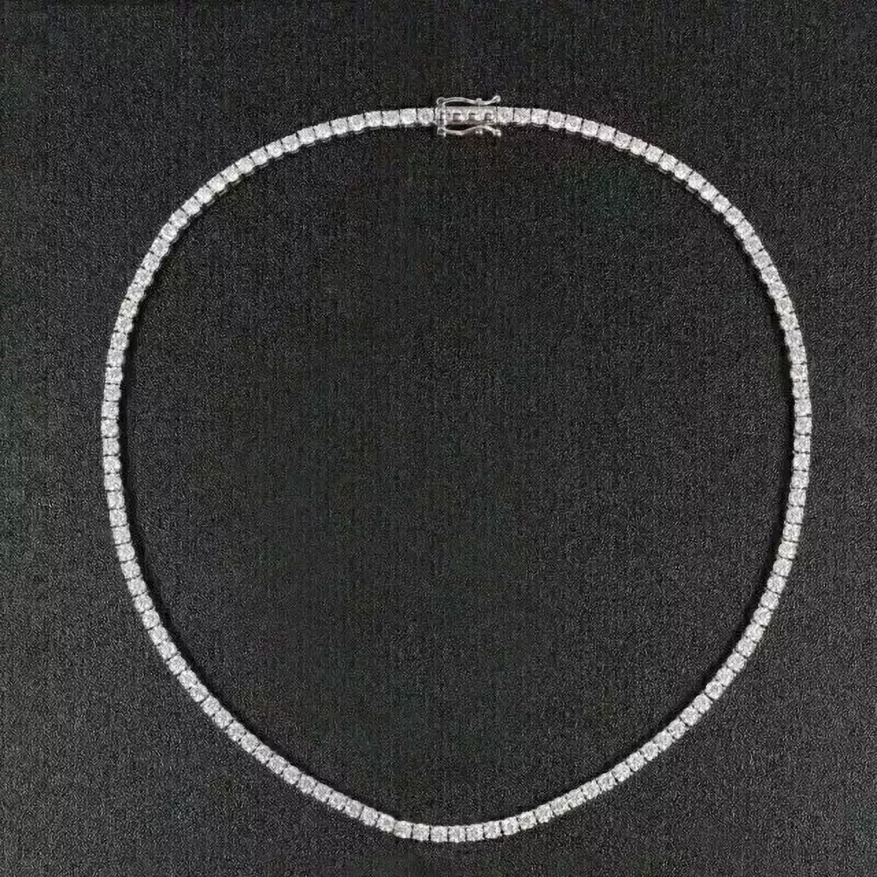 14CT Round Cut Lab Created Diamond 3MM Tennis Necklace 14K White Gold Plated 18"
